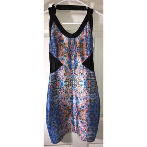 FOREVER 21 Dress Multicolor Sleeveless Short Fitted Bodycon Mesh Sides Sz S